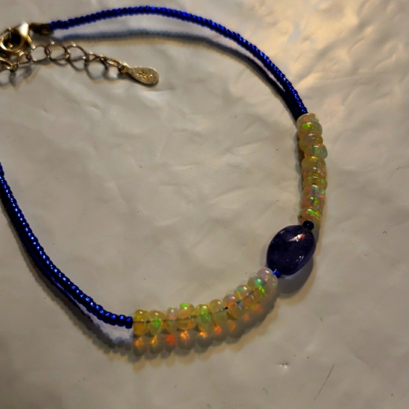 925 stamped tanzanite / yellow priced opal Ethiopian bracelet 💛 - Picture 8 of 9